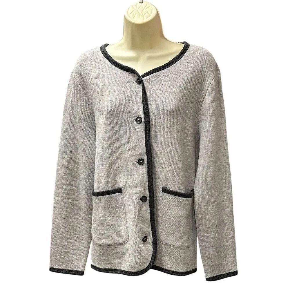 Wyeth Madison Wool Blend Knit Jacket in Light Grey NWT Size Medium